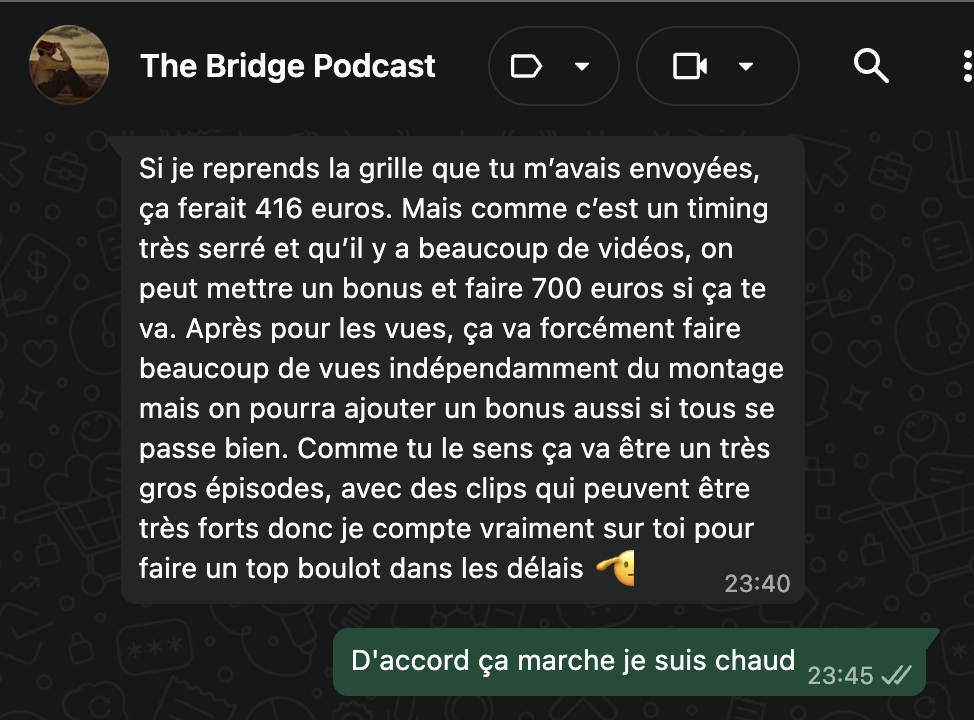 Témoignage client WhatsApp